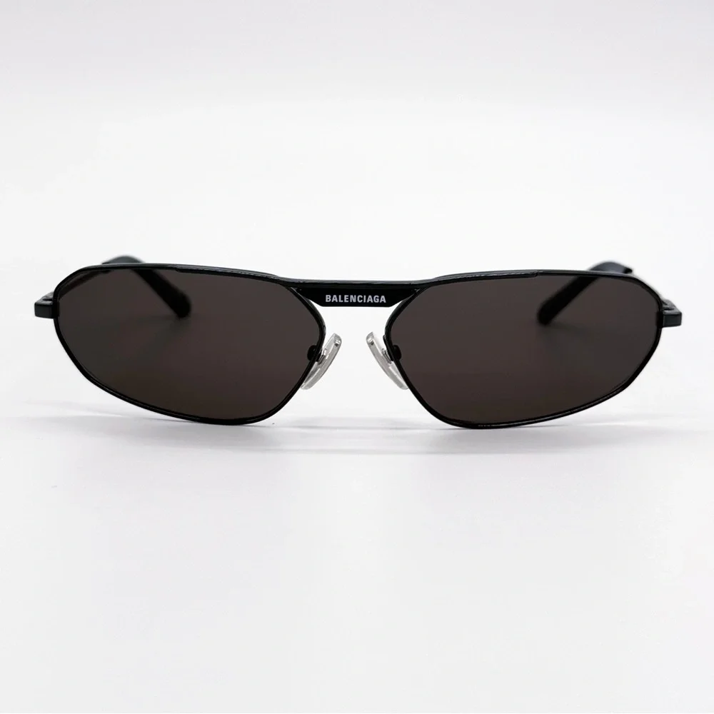 NEW BALENCIAGA BB0245S 001 OVAL BLACK METAL UNISEX SUNGLASSES BALENCIAGA